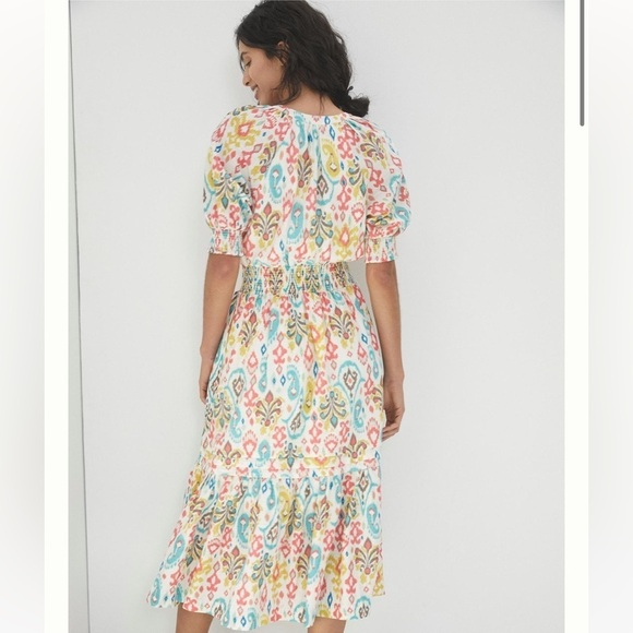 Anthropologie Felipa Maxi Dress Tiered Hem Puff Sleeve Influencer Fave Pockets - Picture 12 of 13